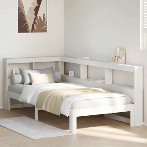 Bookcase Bed without Mattress White 75x190 cm Small Single Solid Wood Pine vidaXL