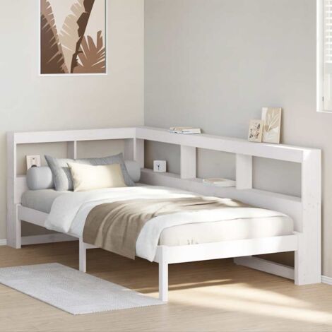 Bookcase Bed without Mattress White 75x190 cm Small Single Solid Wood Pine vidaXL