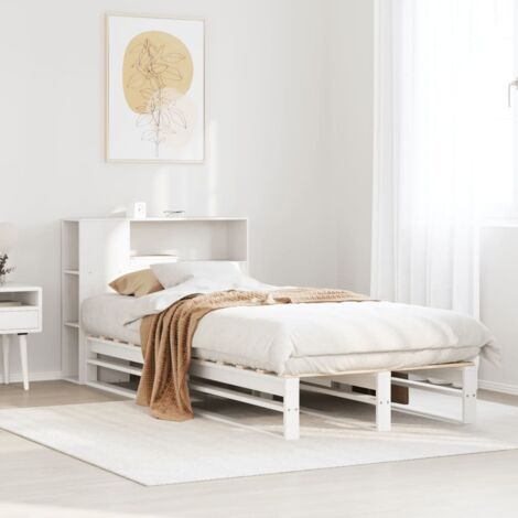 Bookcase Bed without Mattress White 75x190 cm Small Single Solid Wood vidaXL