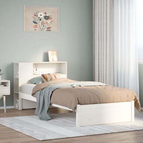 Bookcase Bed without Mattress White 75x190cm Small Single Solid Wood Pine vidaXL