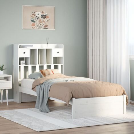 Bookcase Bed without Mattress White 90x190cm Single Solid Wood Pine vidaXL