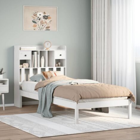 Bookcase Bed without Mattress White 90x200 cm Solid Wood Pine vidaXL