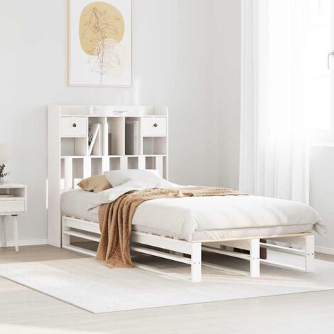 Bookcase Bed without Mattress White 90x200 cm Solid Wood Pine vidaXL