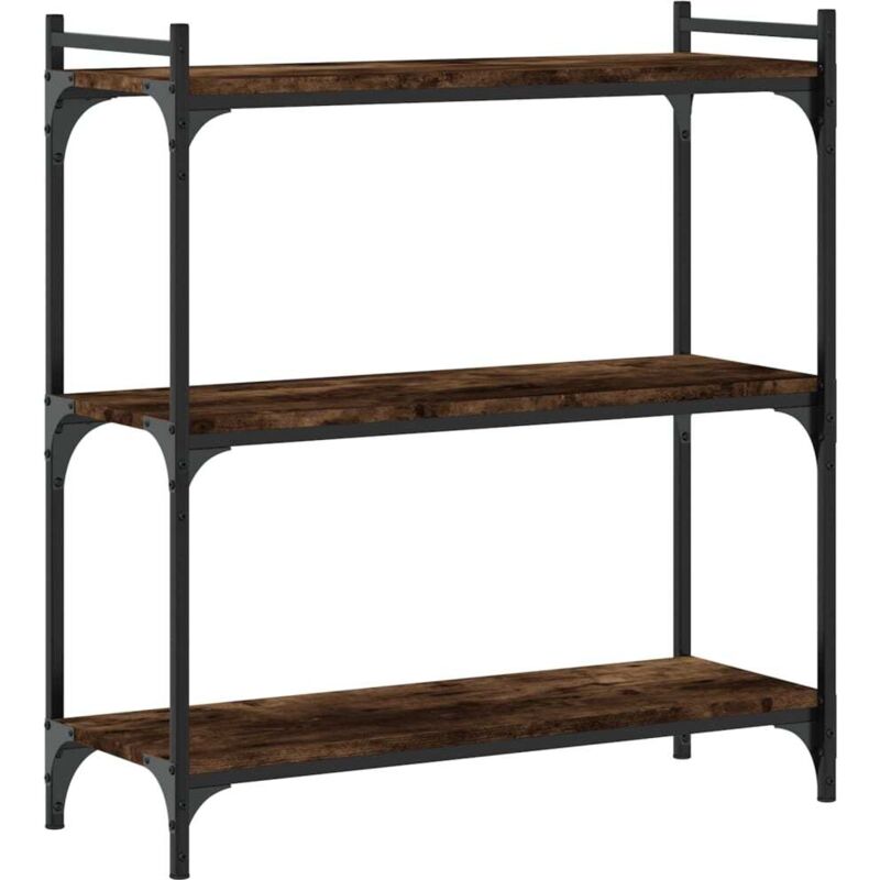 Bookcase 3-tier Smoked Oak 80x30x86 Cm Engineered Wood Vidaxl