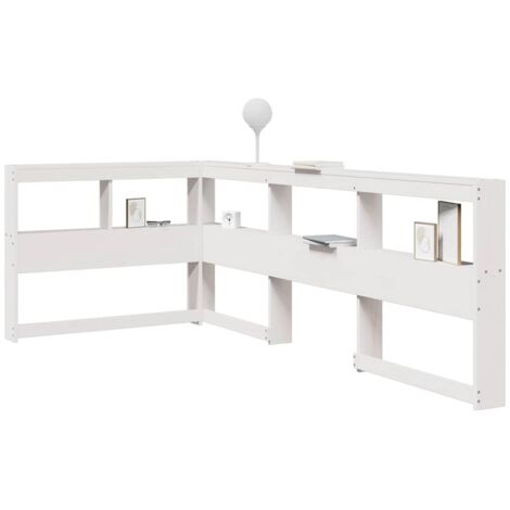 Bookcase Headboard L-Shaped White 90 cm Solid Wood Pine vidaXL