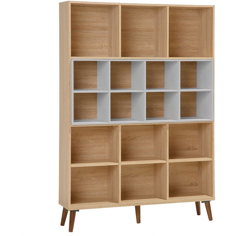 Modern 5-Shelf Storage Bookcase Scandinavian Light Wooden Finish Alloa