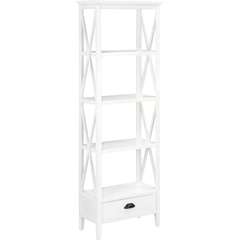 Bookcase with 1 Drawer White 60x30x170 cm MDF