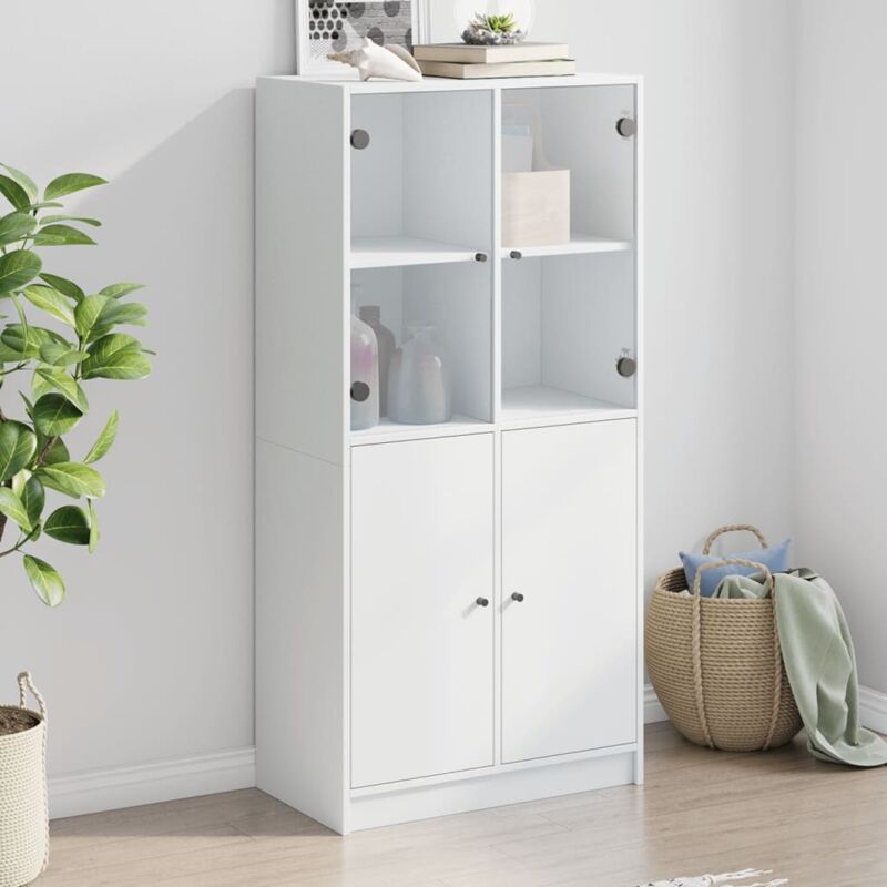 Highboard With Doors White 68x37x142 Cm Engineered Wood Vidaxl