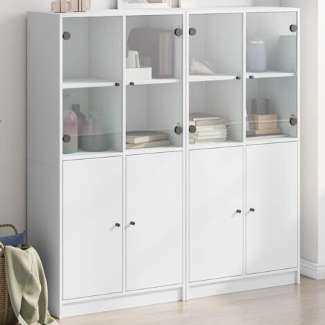 Bookcase with Doors White 136x37x142 cm Engineered Wood vidaXL