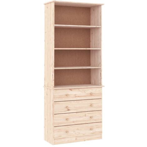 Bookcase with Drawers ALTA 77x35x186.5 cm Solid Wood Pine vidaXL