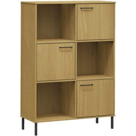 Bookcase with Metal Legs Brown 90x35x128.5 cm Solid Wood OSLO vidaXL