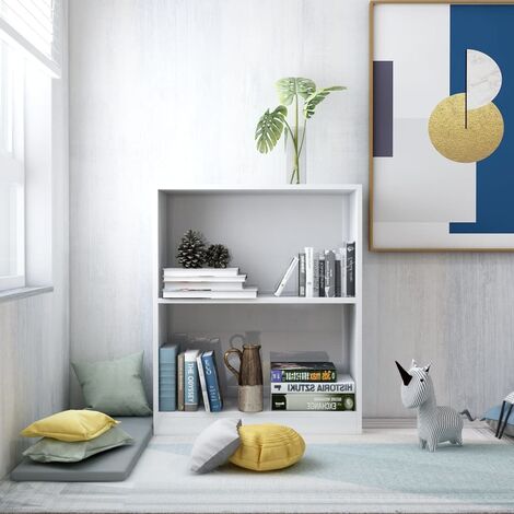 main image of "Bookshelf High Gloss White 60x24x74.5 cm Chipboard - White"