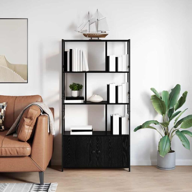 Bookshelf Black Oak 80 X 30 X 155.5 Cm Engineered Wood Vidaxl
