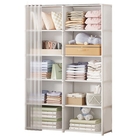 Bookshelf Storage 10 Compartments Cube Storage Cabinet Cube Storage Organizer for Books, Clothes, Toys, Boxes - White