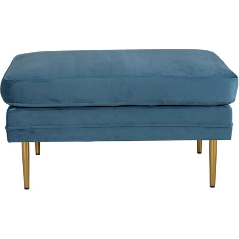 Boom Pouf, Hocker Velour blau, Messing.