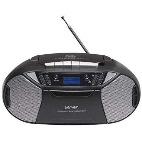 Boombox Denver TDC-250 - Lecteur CD DAB+, FM, Cassette, USB - Noir