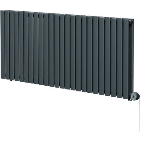 Boone Anthracite 600mm x 1440mm Horizontal Digital Thermostatic Electric Double Panel Radiator