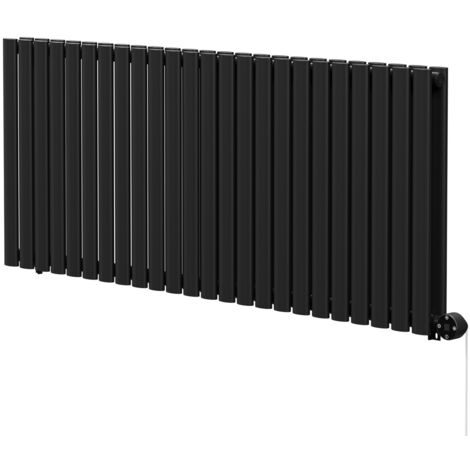 Boone Colore Matt Black 600mm x 1440mm Horizontal Digital Thermostatic Electric Double Panel Radiator