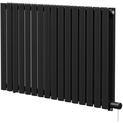 Boone Colore Matt Black 600mm x 960mm Horizontal Electric Double Panel Radiator