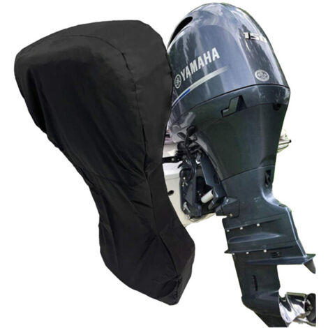 Bootsmotorabdeckung, 420D Robuste Oxford-Stoff-Vollabdeckung für Boots-Außenbordmotoren mit PVC-Beschichtung, Außenbord-Bootsabdeckung passend für Schwarz – 175–225 PS, 248 x 197 cm