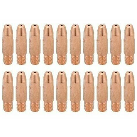 Boquilla de corte consumible de plasma 20 piezas Punta de contacto de cobre M6 para soplete de soldadura Binzel 24KD MIG/MAG (1.0X28mm)