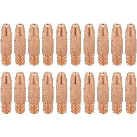 Boquilla de corte consumible de Plasma, 20 piezas, punta de contacto de cobre M6 para soplete de soldadura Binzel 24KD MIG/MAG (1,2X28mm)