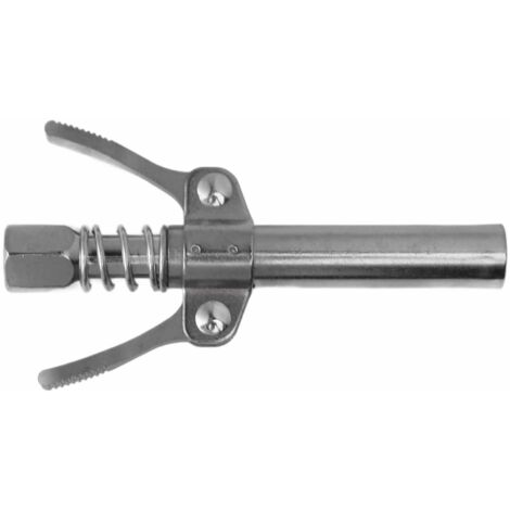 Boquilla de engrase de doble mango – Boquilla de engranaje extendida con abrazadera – Acero endurecido de alta presión, color plata – 170 g