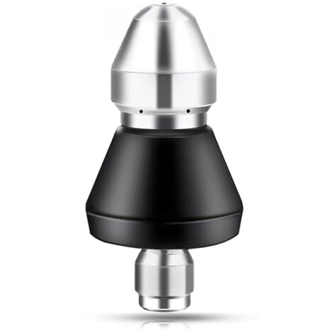 Boquilla de limpieza de alta presión para tuberías, boquilla de acero inoxidable, 1 boquilla frontal y 3 boquillas traseras para manguera de limpieza de alta presión con conexión rápida de 1/4".