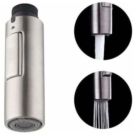Boquilla de repuesto para grifo de cocina, pulverizador universal G1/2, cabezal extraíble, acero inoxidable SUS304 cepillado, PFS200-BS