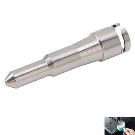 Boquilla de vapor de acero inoxidable - potente espumador de leche - compatible con cafeteras - con junta de silicona - color plata - 73,5 x 17 mm
