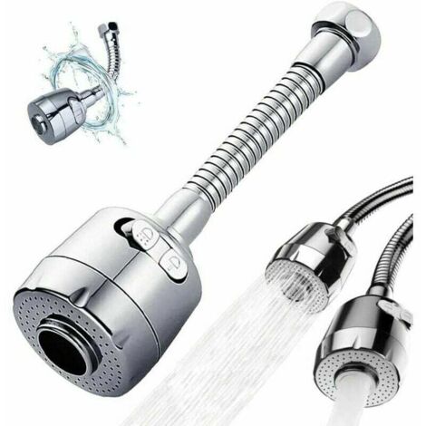 Boquilla para grifo, extensor de grifo de cocina, aireador de grifo, extensor de cabezal de rociado giratorio, espumador, extensor de grifo giratorio de 360°, modo espuma y lluvia, 17 cm