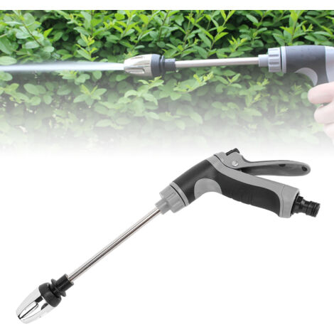 Boquilla para manguera de jardín con pistola de agua flexible, mango de goma y patrón de pulverización ajustable para lavar el jardín y el coche, 187 g, plástico resistente.
