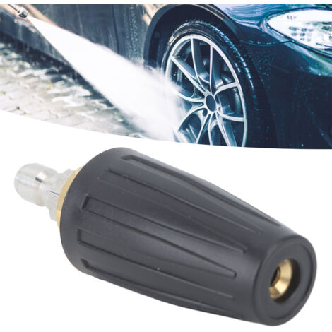 Boquilla turbo giratoria para hidrolimpiadoras de 3000 PSI – Conexión rápida de 1/4" con rotación de 360° – Materiales: acero inoxidable/cerámica/cobre para descortezar y tallar raíces