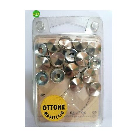 Borchie ø14 mm Handy copriviti bombate ottone nichelato 12 pezzi