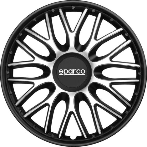 Borchie Set 4 copricerchi 14" pollici copriruota auto Roma SPC1496SVBK argento nero