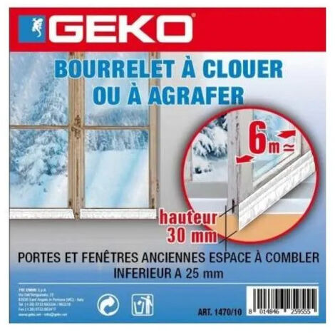 Bordatura in PVC da inchiodare o graffare, per porte e finestre, 6 m x 30 mm, bianco