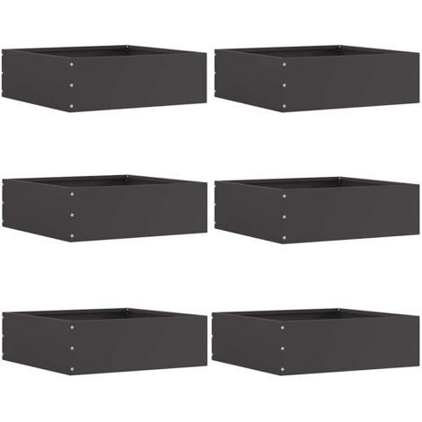 Borde de Césped 6 pcs Negro 40 x 40 x 13 cm Acero