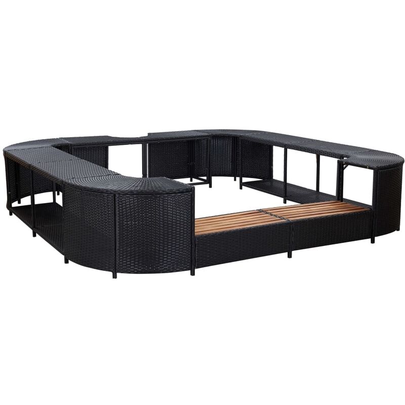 

Borde de jacuzzi cuadrado ratán sintético negro 268x268x55 cm - Negro