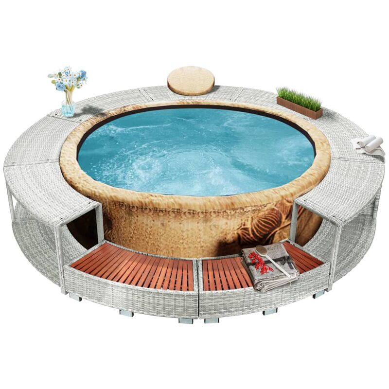 

Borde de jacuzzi ratán sintético gris claro - Gris