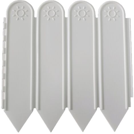 Borde de jardín de 2 metros, borde de césped, valla de jardín decorativa, borde de paisaje, borde de jardín pavimentado blanco 15 cm x 2 m