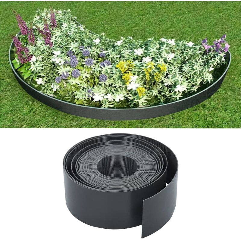 

Borde de jardín PE gris 10 m 10 cm