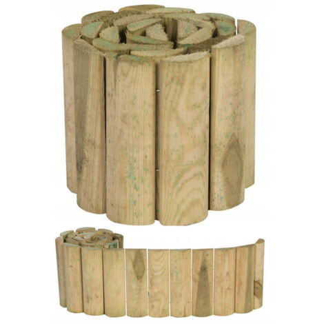 Borde enrollable de madera para jardín, 4-5 x 15 x 100 cm