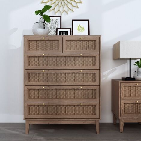 Bordeaux 6 Drawer Chest - MDF - L39 x W85 x H109 cm - Oak