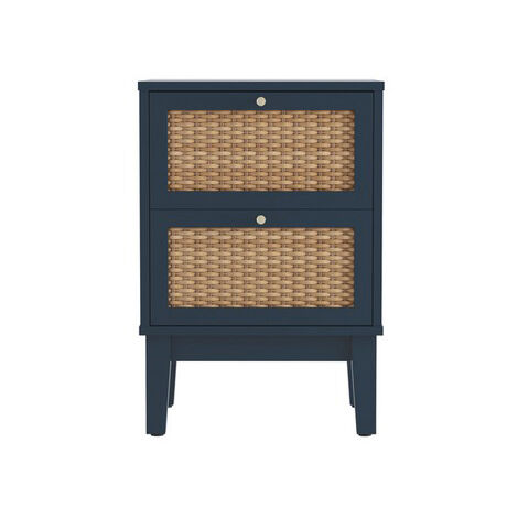 Bordeaux Bedside - Engineered Wood/Plastic - L35 x W40 x H58.4 cm - Berlin Blue/Oak
