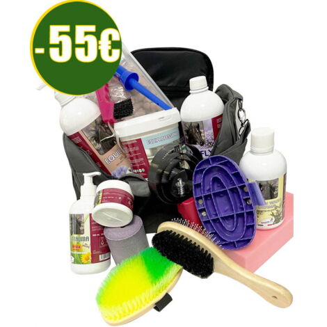 Bordeaux - Set grooming RISPARMIO 55 Euro. 16 pezzi borsone più accessori e prodotti per cavalli Union Bio