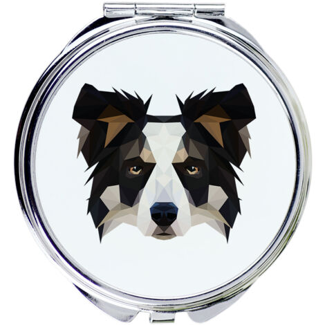 Border Collie - espejo con foto e inscripción geométrica de Art-Dog