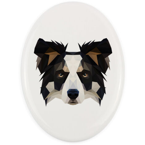 Border Collie: placa con foto e inscripción geométrica de Art-Dog