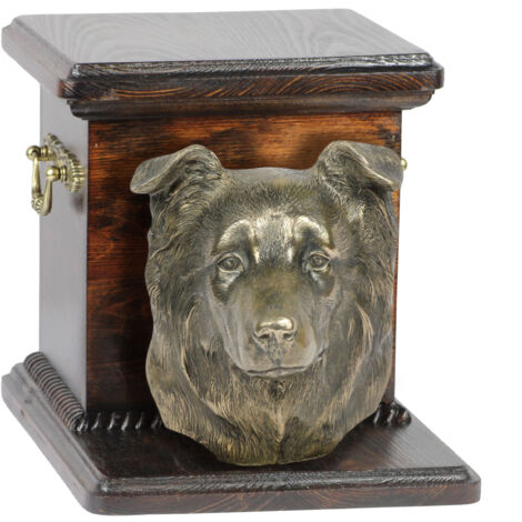 Border Collie - une urne pour les cendres de chien avec une statuette, une urne élégante pour un chien, une urne unique avec un buste d'un chien d'Art-Dog