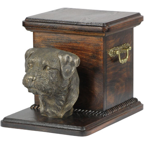 Border Terrier - une urne pour les cendres de chien avec une statuette, une urne élégante pour un chien, une urne unique avec un buste de chien d'Art-Dog