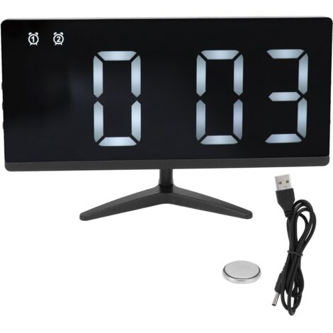 Borderless TV Shape Alarm Clock LED Display Multifunctional Mirror Clock for Home Office